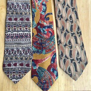 Lot of 3 Designer Silk Ties – Robert Stock, David Lawrence & Geoffrey Beene